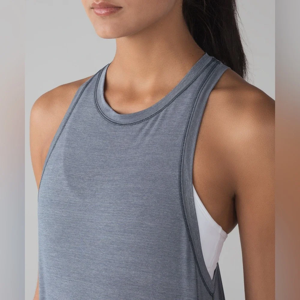 Lululemon Hot Like Agni Singlet Heathered‎ Sterling W1ABXS Size 8